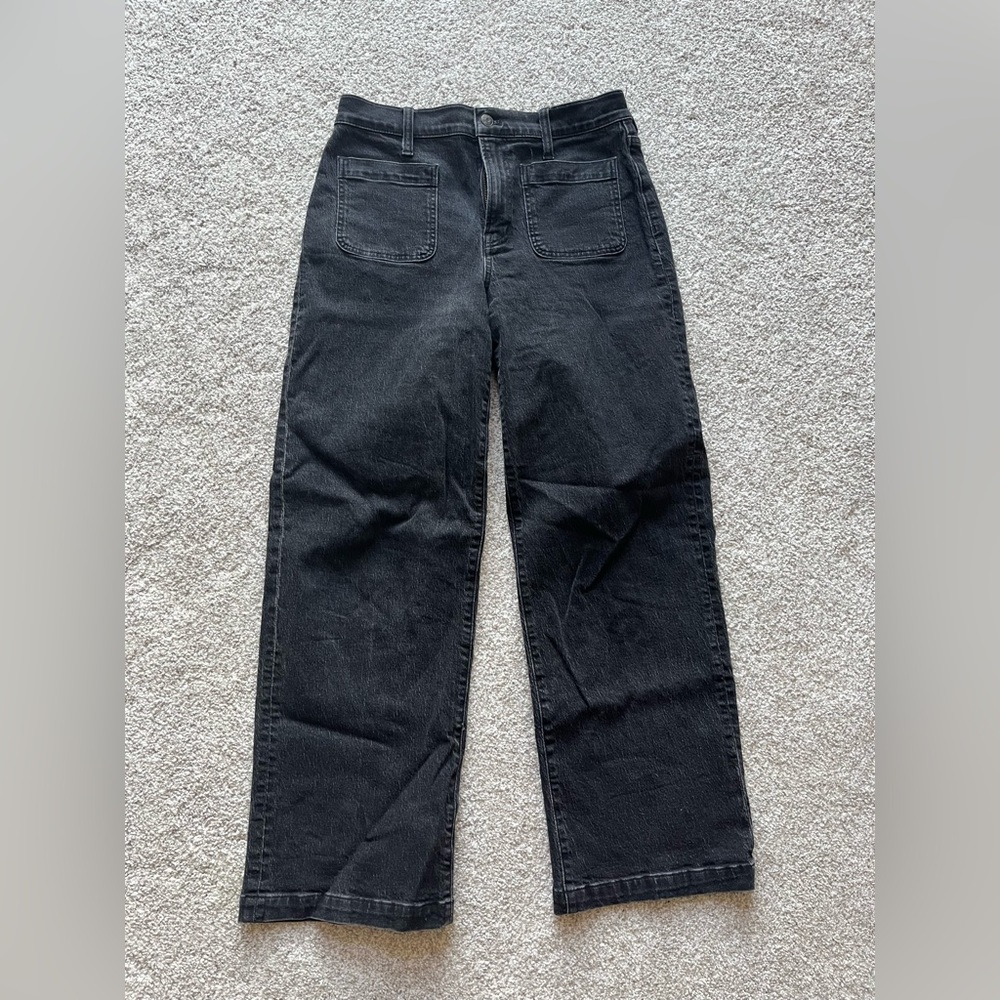 Madewell Wide Leg Black Denim Jeans, Size 28